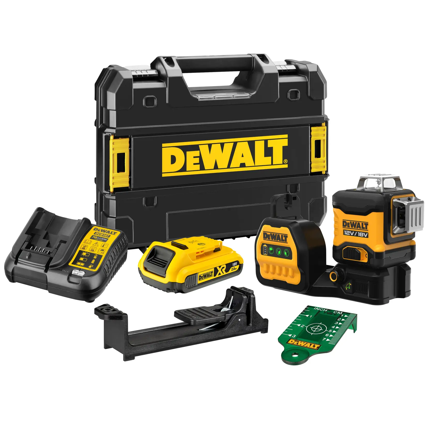 DEWALT® 12V/18V XR® Green Cross Line Laser (3 x 360) (1 X 2 Ah)