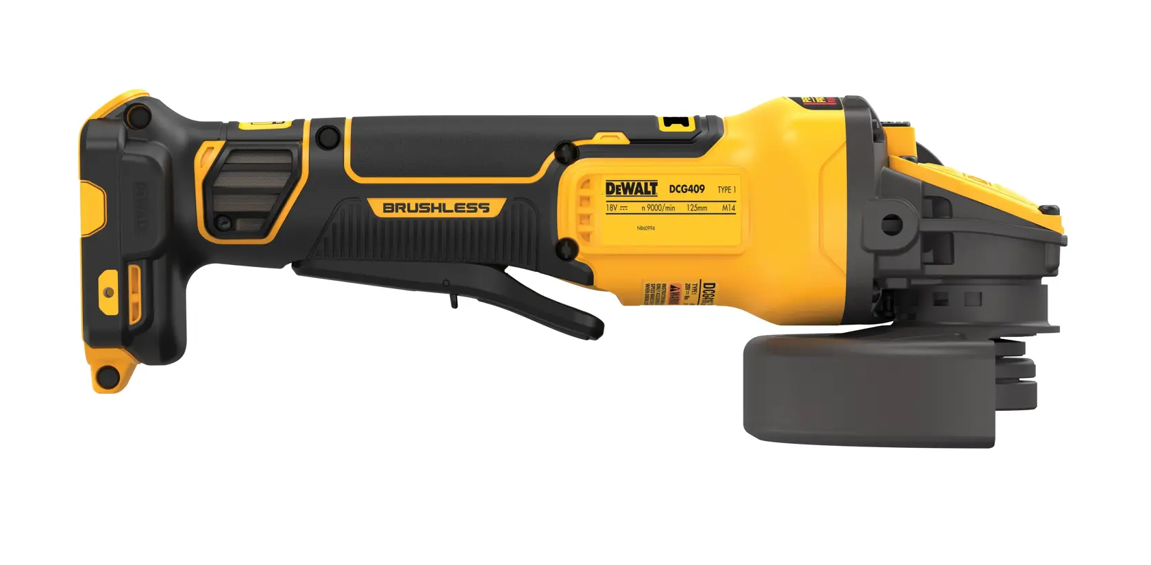 DEWALT® 18V XR® Brushless 125mm Paddle Switch Angle Grinder (Tool Only)