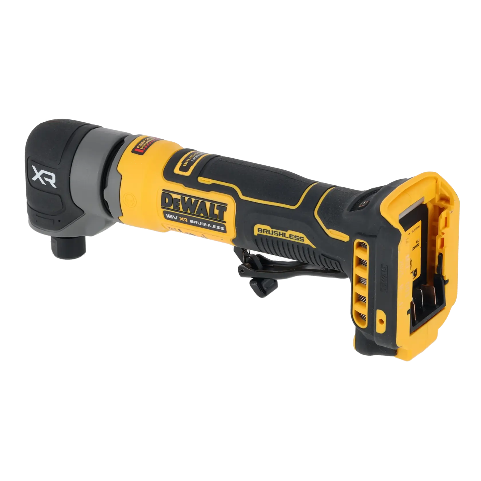 DEWALT DCG421N-XJ and DCG421N cordless tool, photography category, black-yellow body shown.