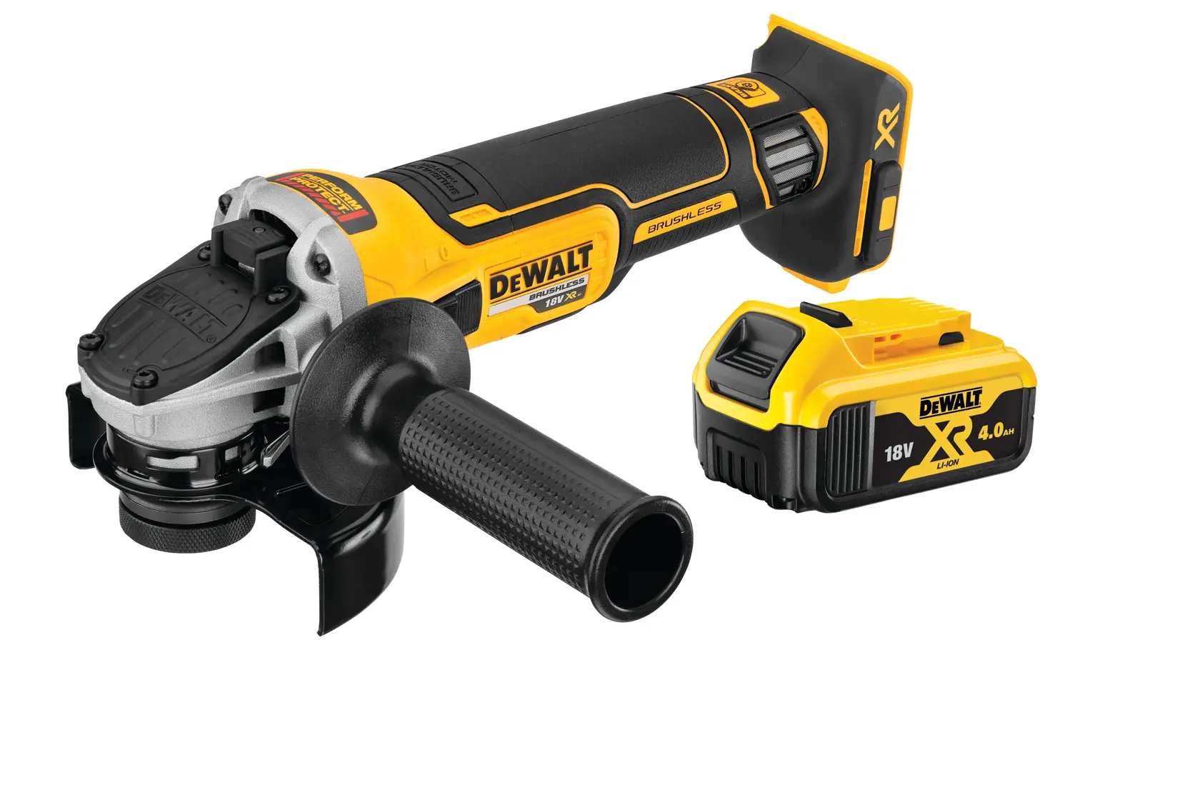 DEWALT® 18V XR® Brushless 125mm Angle Grinder - 1 x 4Ah
