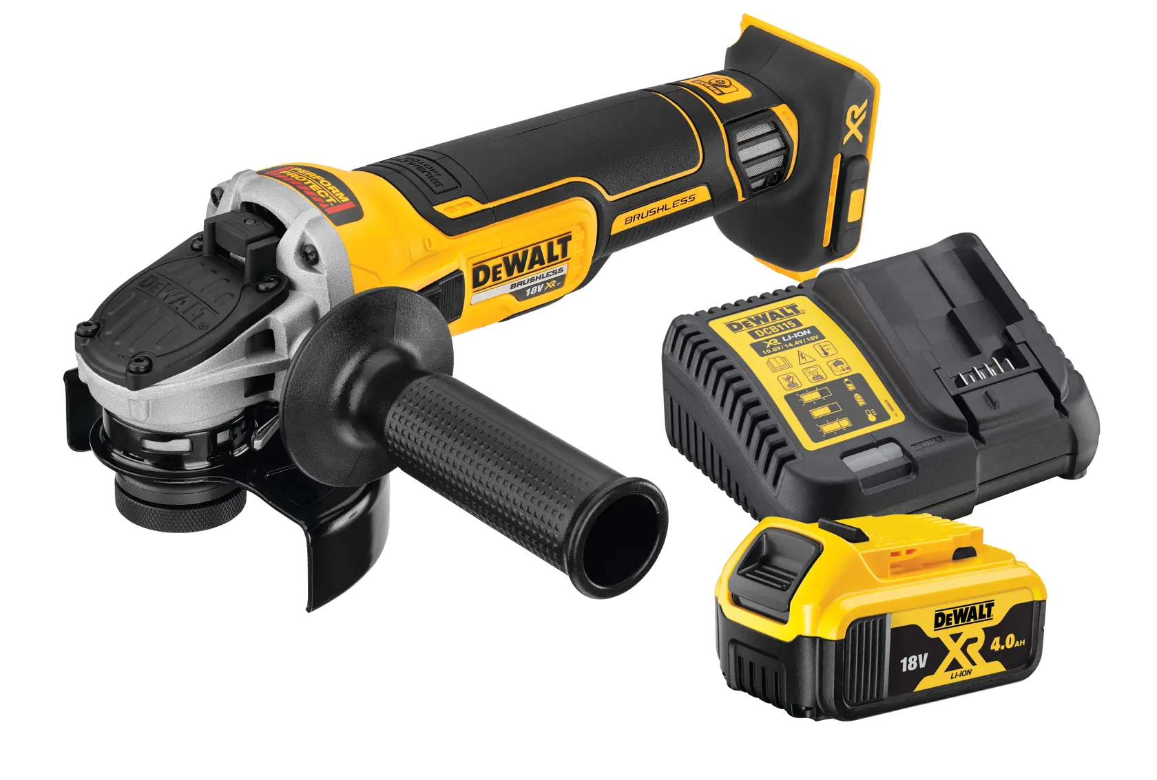 DEWALT® 18V XR® Brushless 125mm Angle Grinder - 1 x 4Ah