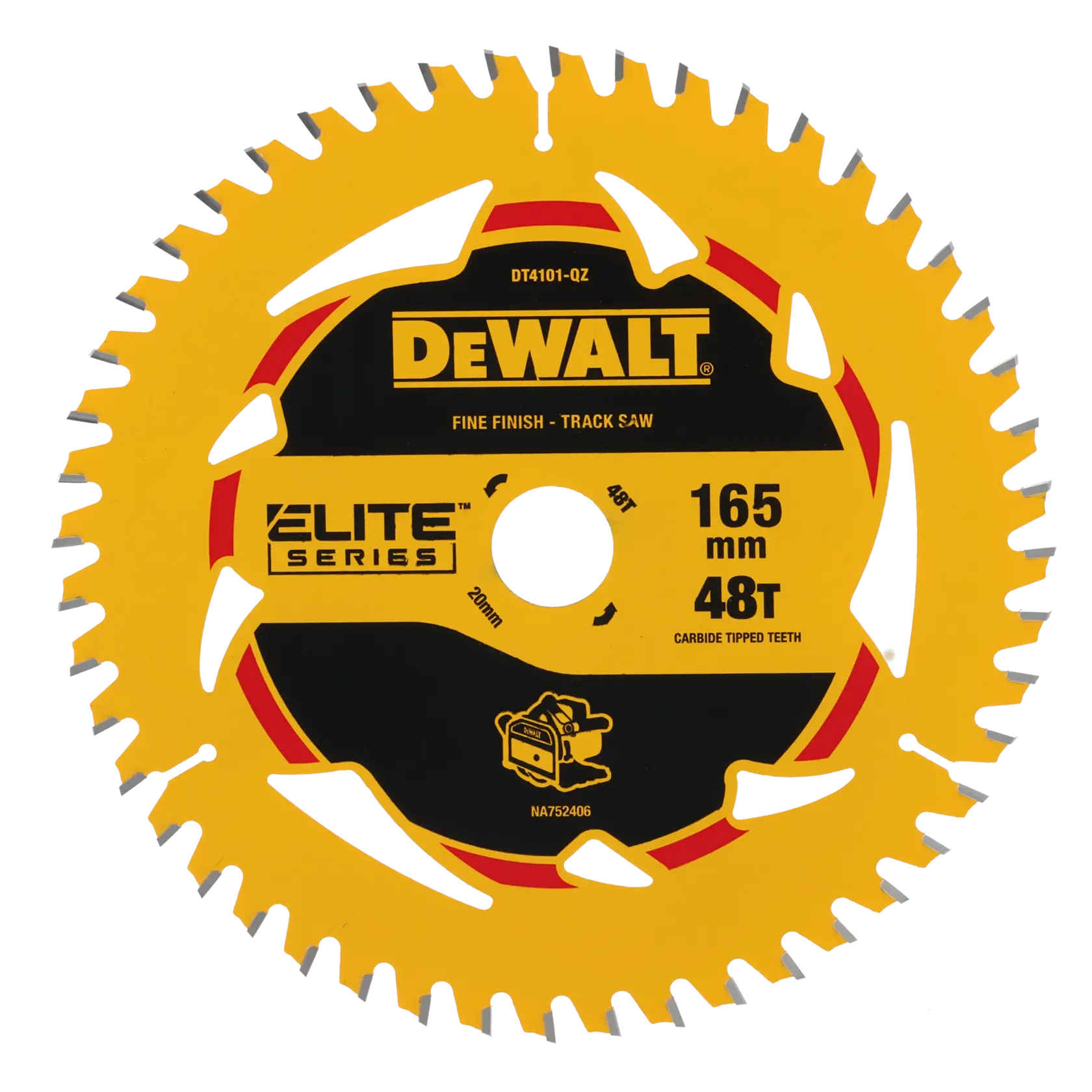 DEWALT saw blade for fine finish, Elite series, 165mm, 48T. SKUs: DT4101-QZ, DT4101.