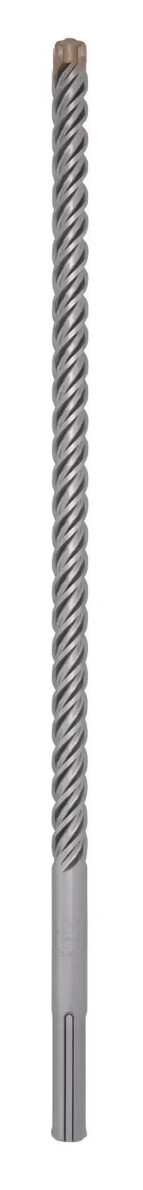 A long, spiral DEWALT drill bit with an SDS shank, used for drilling into concrete or masonry surfaces.