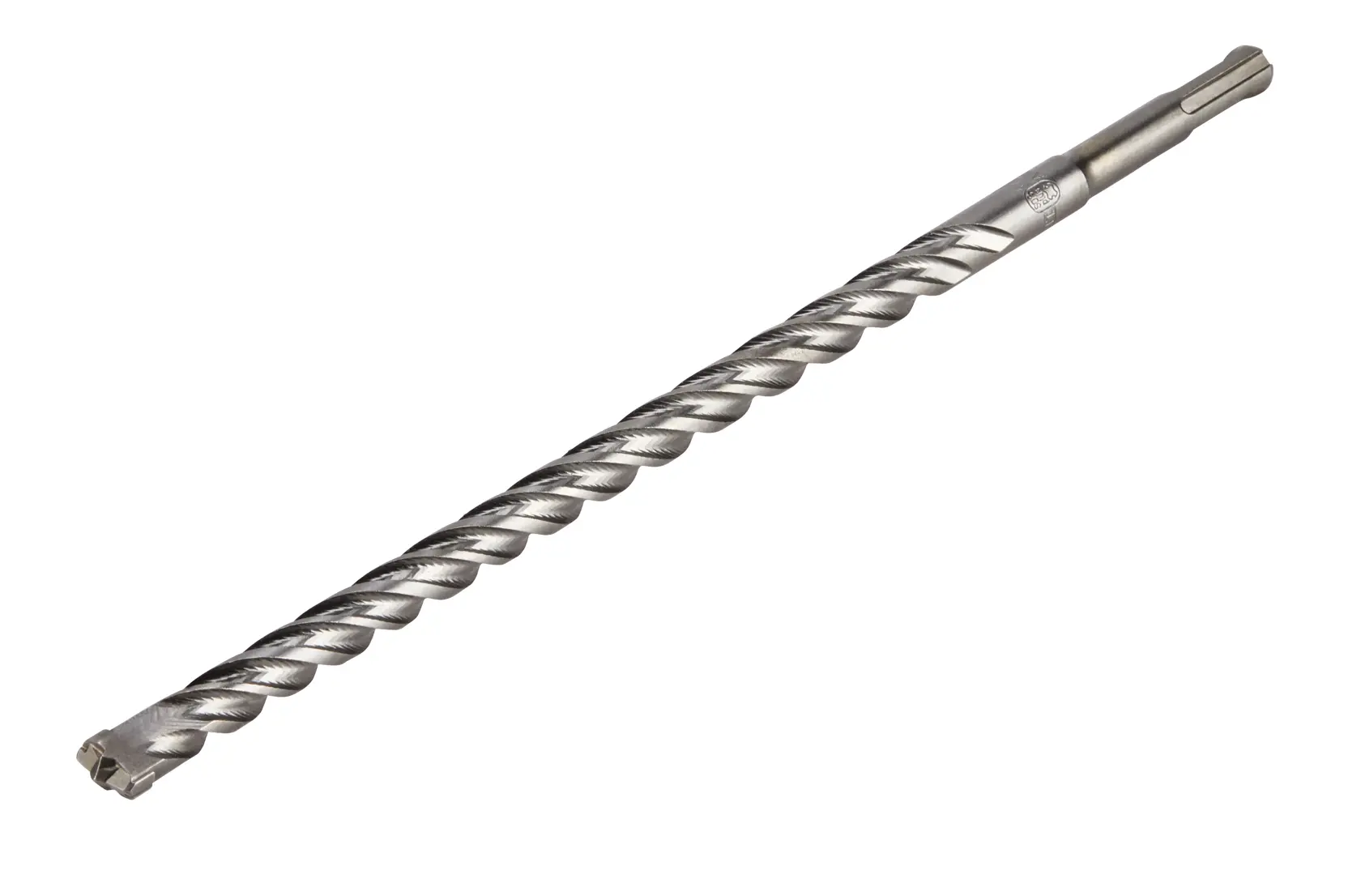 A DEWALT DT8934 long, metallic drill bit with a spiral flute design and SDS-plus shank, designed for drilling into masonry and concrete.