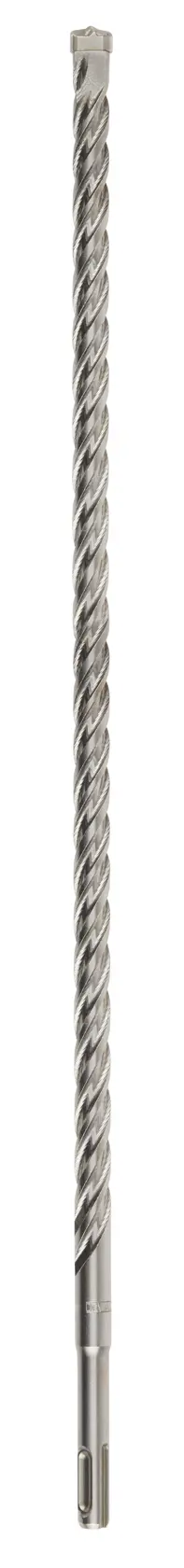 A long, silver-colored spiral drill bit with an SDS connection, designed for heavy-duty drilling in masonry or concrete.