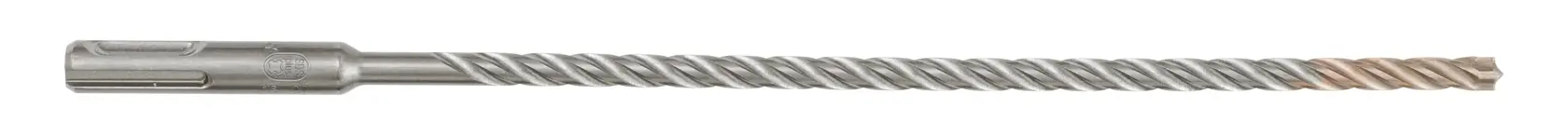 A long, metal SDS drill bit with spiral design, used for masonry and concrete drilling applications.