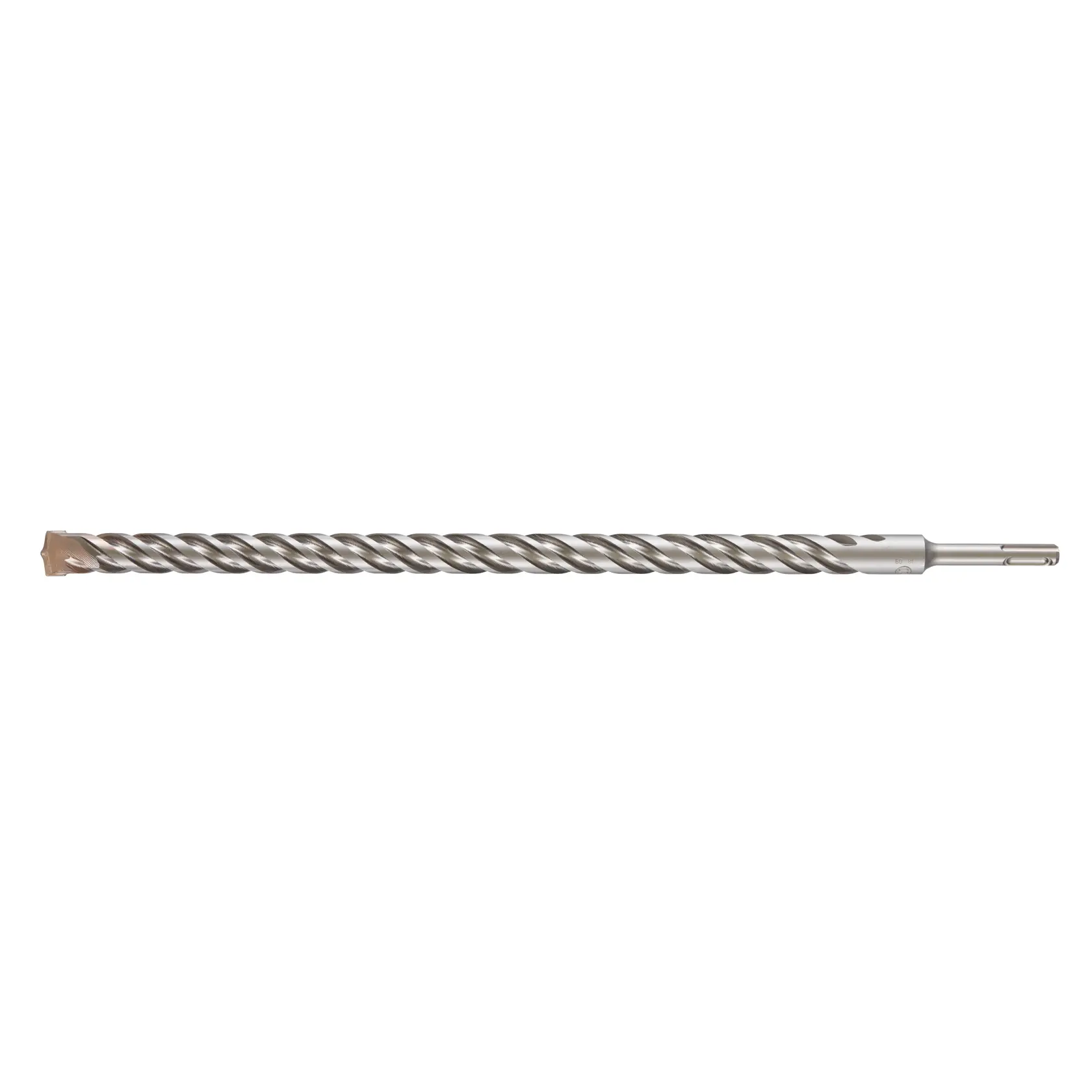 A long, metallic DEWALT SDS drill bit with a spiral flute design, used for drilling in masonry and concrete.