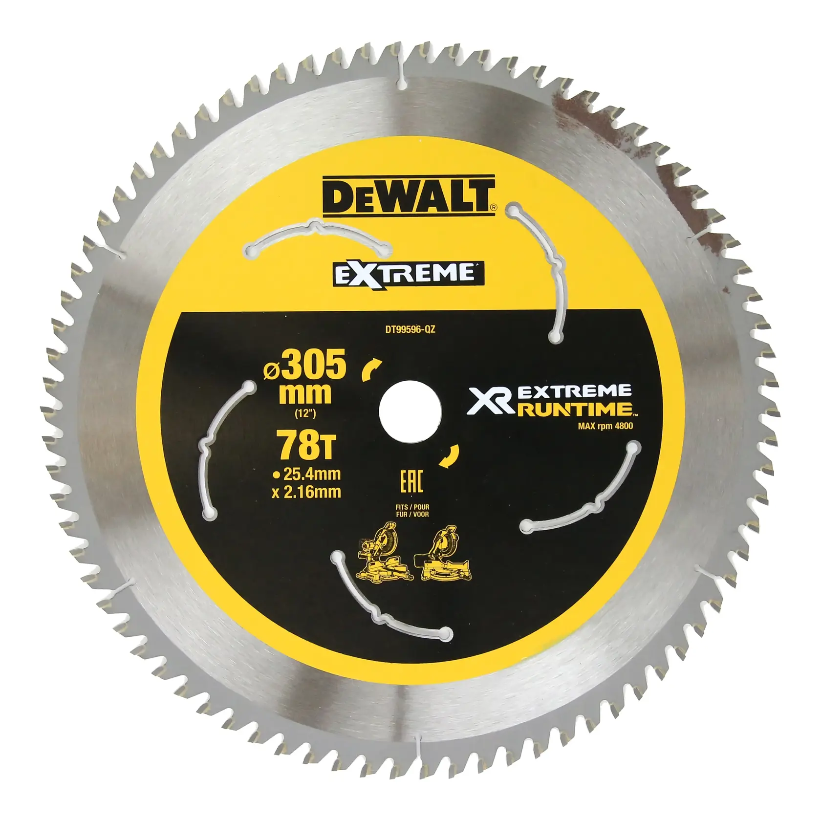 Graphic showing DEWALT XTREME Sub-Compact Series branding with the slogan 'Compact and Performance Packed' on a yellow background.