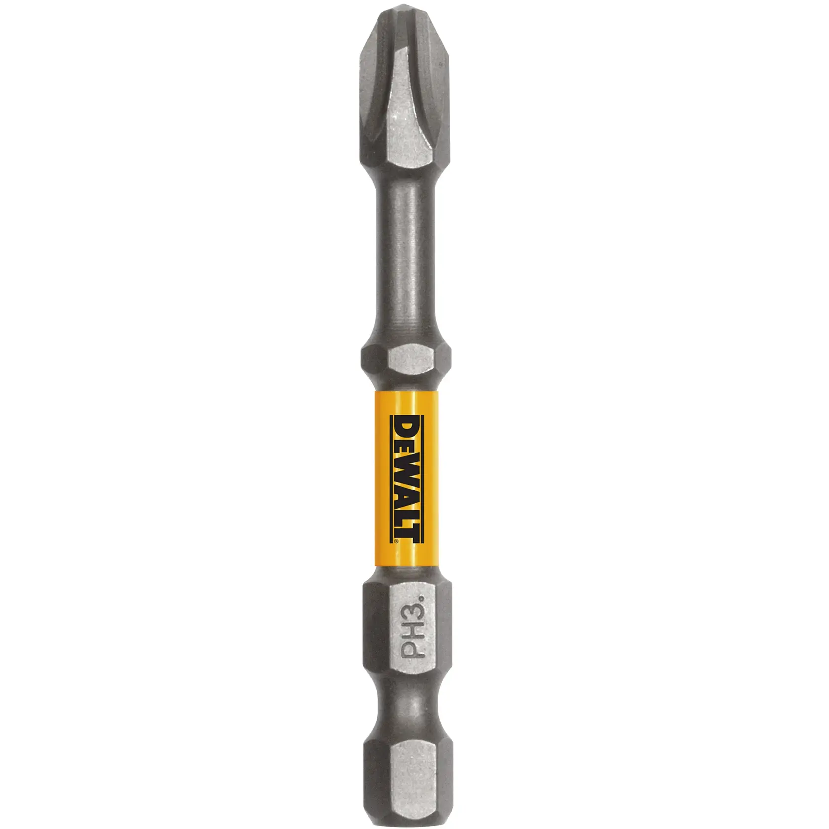 DEWALT PH3 screwdriver bit, metal with yellow label, used for power tools.