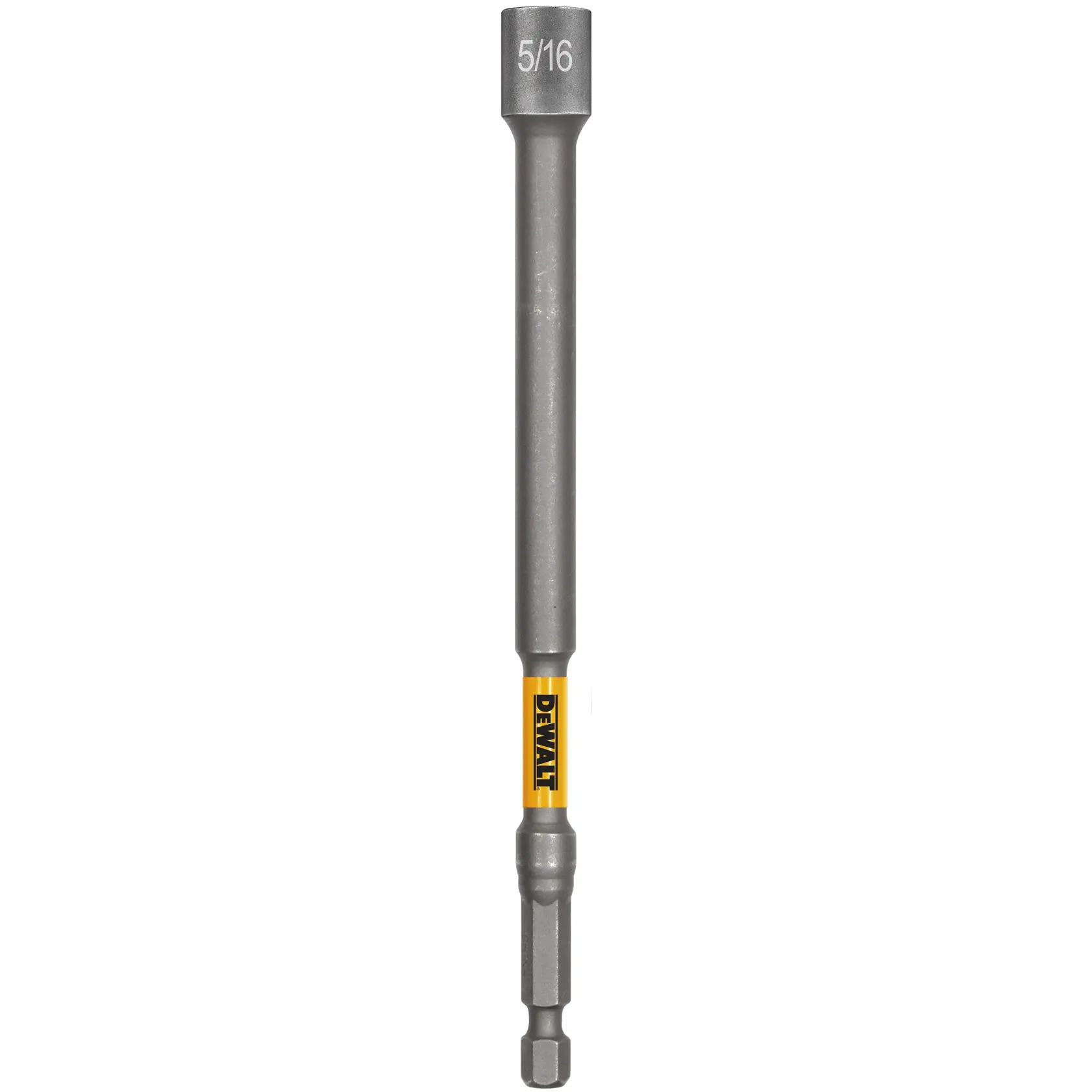 A DEWALT branded 5/16 inch magnetic nut driver with a hex shank.